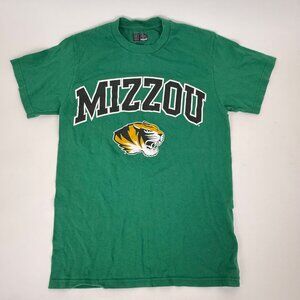Mizzou Tigers Men's T-Shirt Green Cotton Short-Sleeve Size S